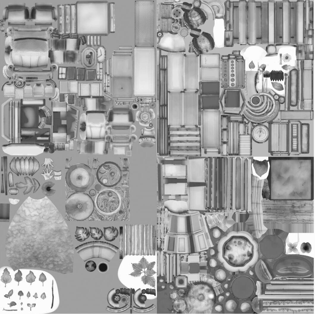 4K Texture Atlas Containing 58 Assets - Echoes of a Silent Garden
